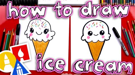 How To Draw A Cute Ice Cream Cone .